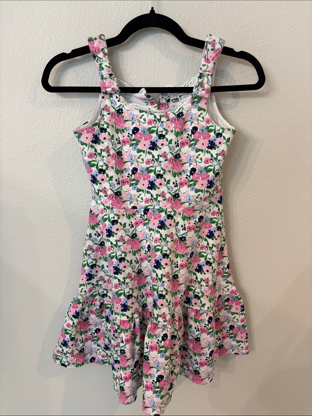 Janie and Jack Pink Floral Cotton Sundress with Green Leaves Size 10
